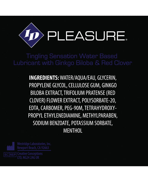 Id Pleasure Waterbased Tingling Lubricant Westridge Laboratories
