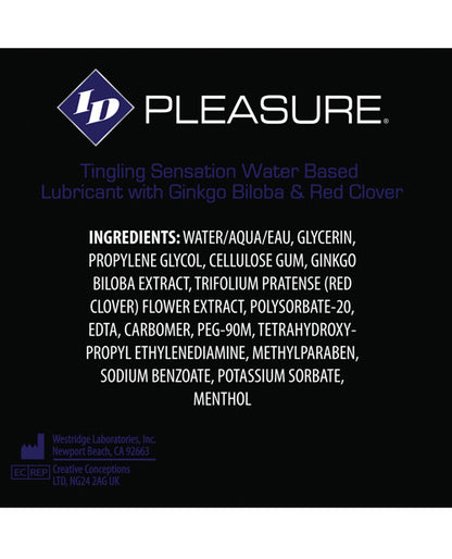 Id Pleasure Waterbased Tingling Lubricant Westridge Laboratories