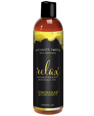 Intimate Earth Relaxing Massage Oil - 120 Ml Coconut & Lemongrass New Earth Trading LLC