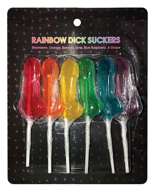 Rainbow Dick Suckers - Asst. Colors/Flavors Pack of 6 Kheper Games