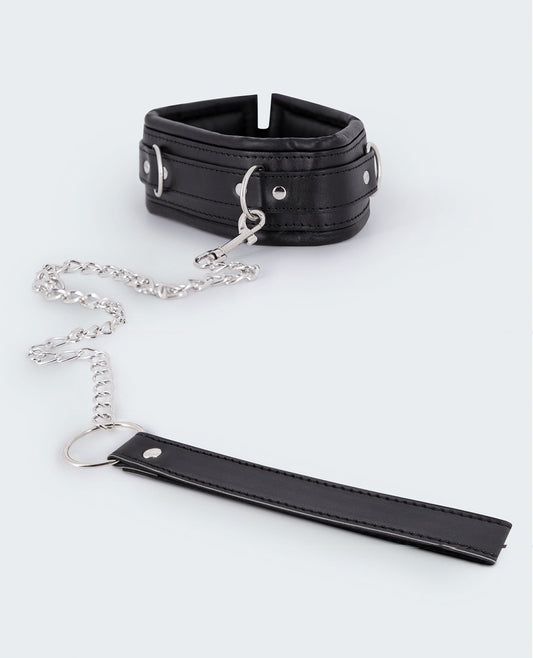 Lust Pu Leather Collar & Leash - Black Comme Ci Comme Ca 1658