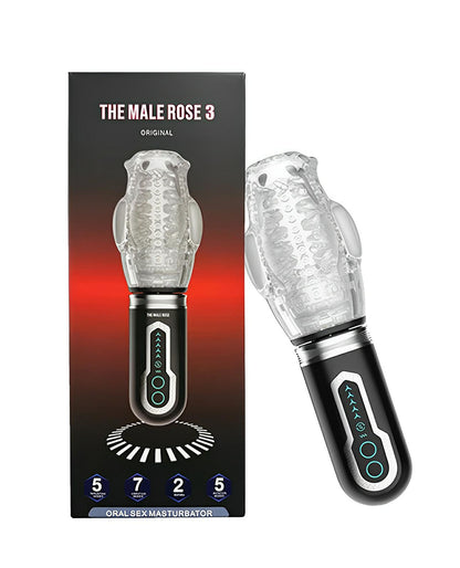 The Male Rose 3 Thrusting, Rotating & Vibrating Oral Sex Masturbator - Black Megga Mgt LLCDba The Male Rose