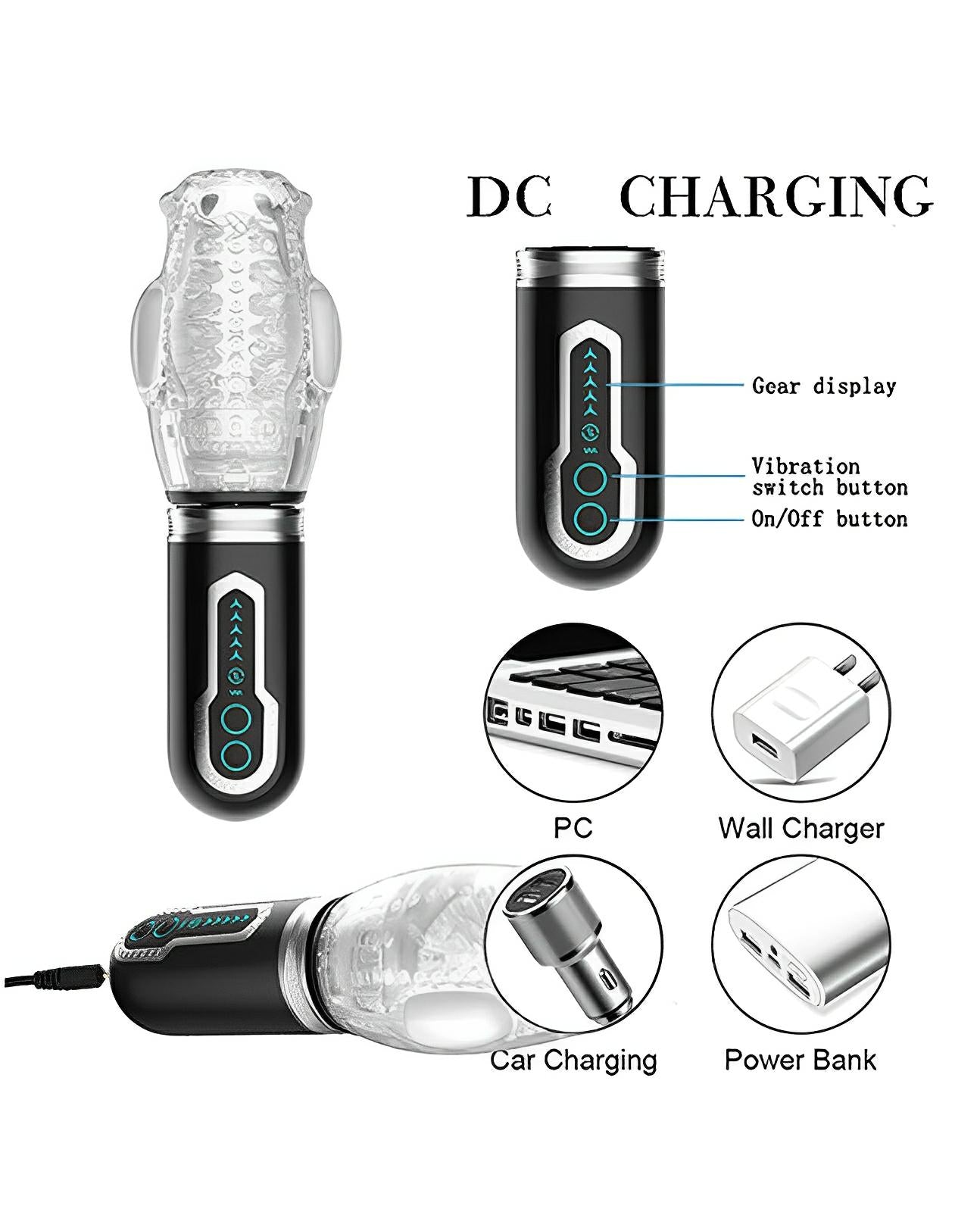 The Male Rose 3 Thrusting, Rotating & Vibrating Oral Sex Masturbator - Black Megga Mgt LLCDba The Male Rose
