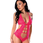 Get It Girl Lace Halter Teddy w/Snap Crotch - Pink Magic Moments Int'l