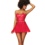Wet Look Two In One Babydoll Red Mapale