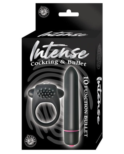 Intense Cockring & Bullet - Black Nasstoys