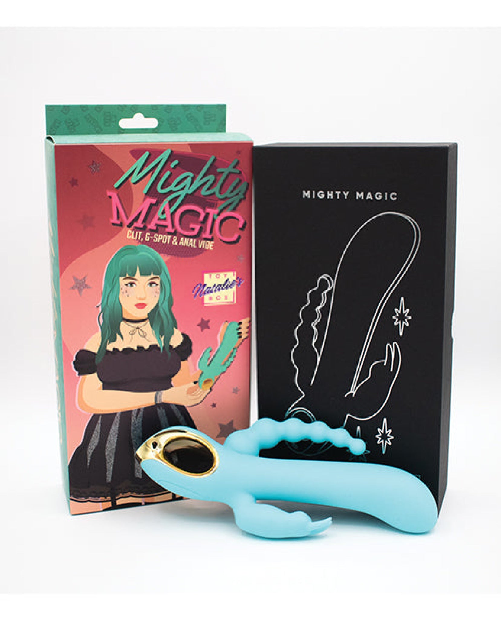 Natalie's Toy Box Mighty Magic Clit, G-Spot & Anal Vibrator - Aqua Like A Kitten