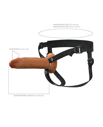 Fantasy X-Tensions Elite 8" Silicone Hollow Strap-on w/Harness - Brown Pipedream Products