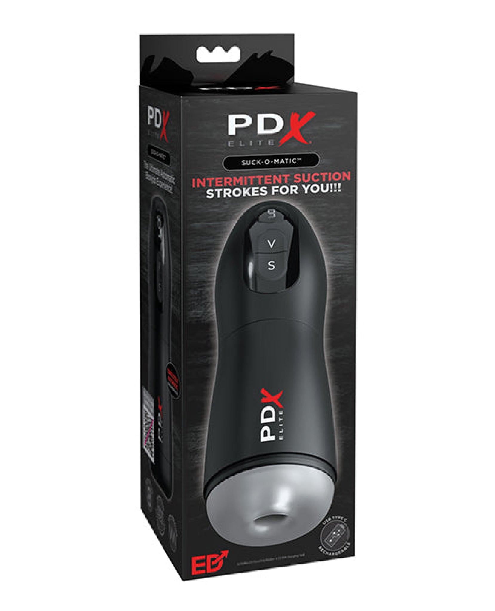 PDX Elite Suck-O-Matic Vibrating Stroker - Frosted/Black Pdx Brands
