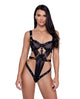 Studs & Kisses Balconette Cup W/underwire Teddy Black Roma Costume