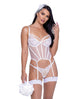 Forever Yours Embroidered Bustier & Thong White Roma Costume