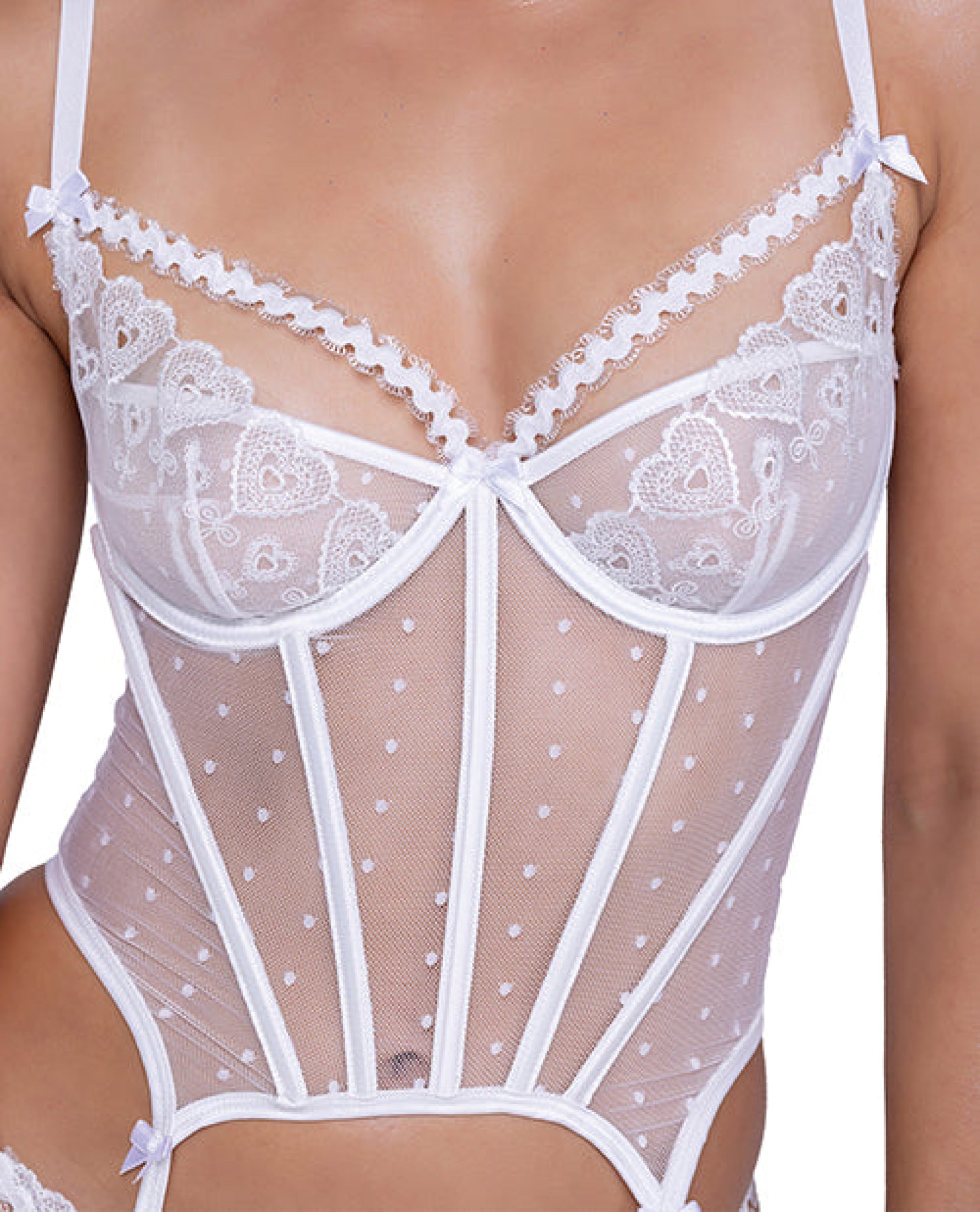 Forever Yours Embroidered Bustier & Thong White Roma Costume