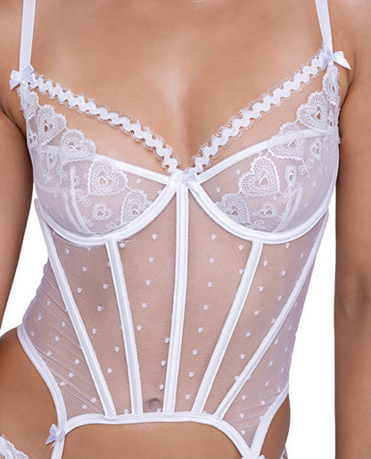 Forever Yours Embroidered Bustier & Thong White Roma Costume