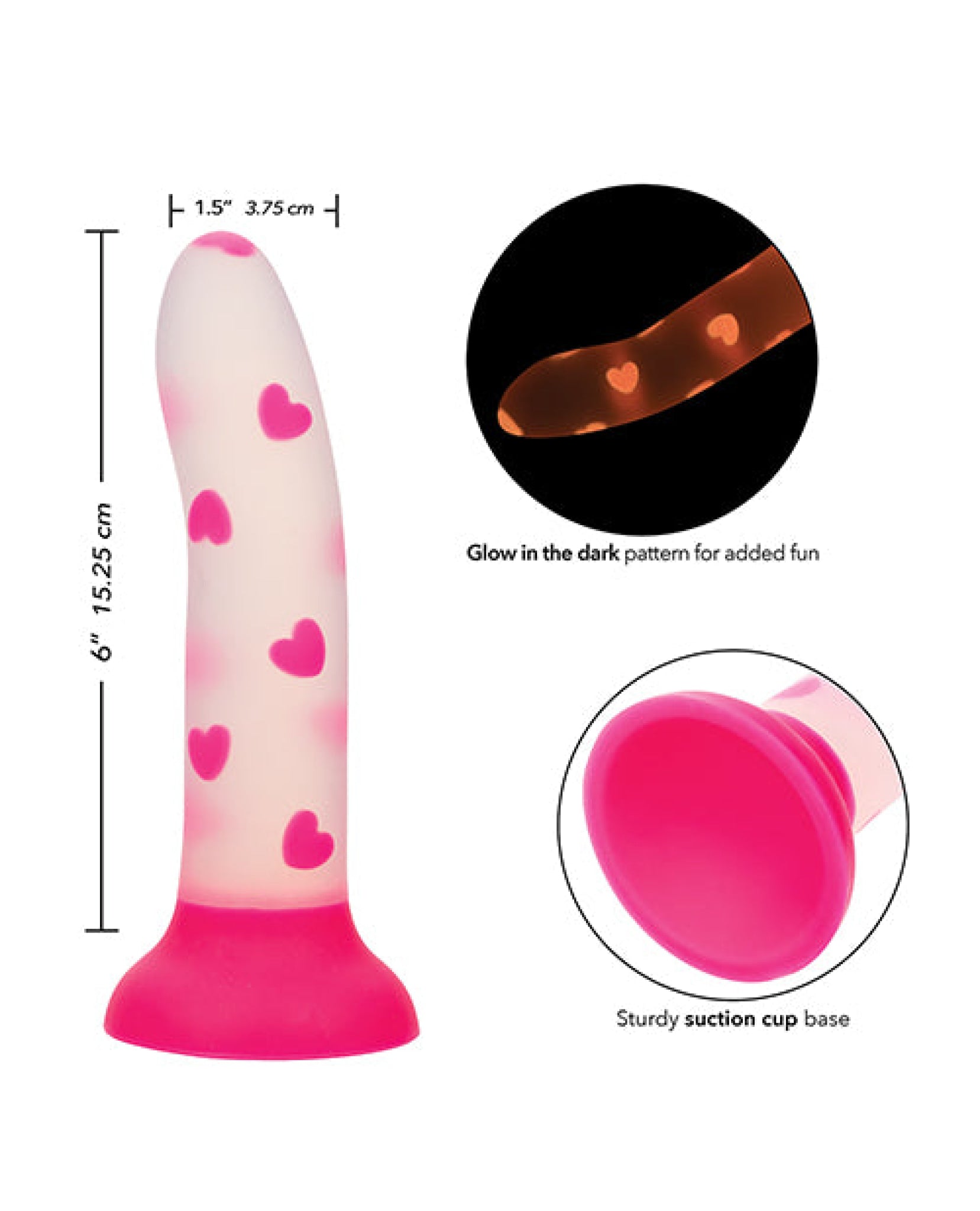 Glow Stick Heart Suction Cup Glow-in-the-Dark Dildo - Pink California Exotic Novelties