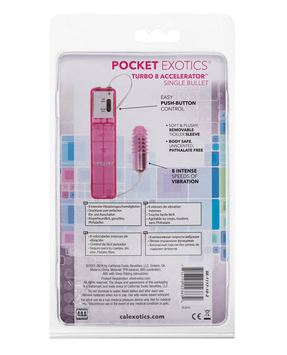 Pocket Exotics Turbo 8 Accelerator Single Bullet - Pink California Exotic Novelties