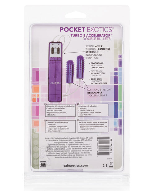 Pocket Exotics Turbo 8 Accelerator Double Bullets - Purple California Exotic Novelties