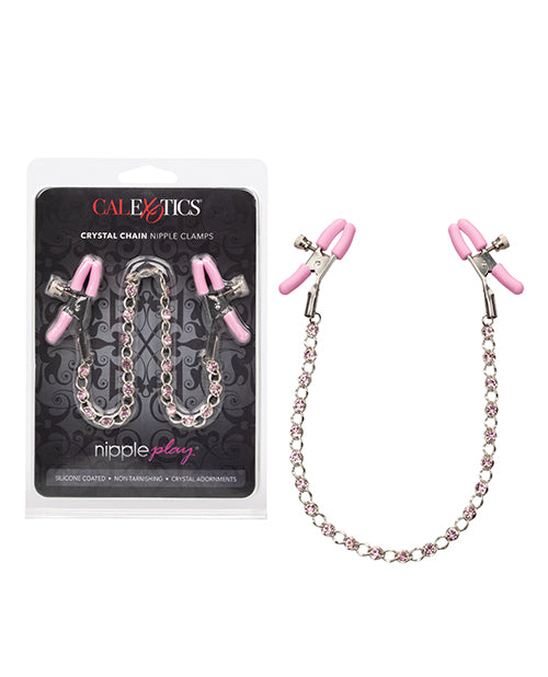 Nipple Play Crystal Chain Nipple Clamps - Pink California Exotic Novelties