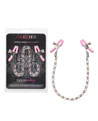 Nipple Play Crystal Chain Nipple Clamps - Pink California Exotic Novelties