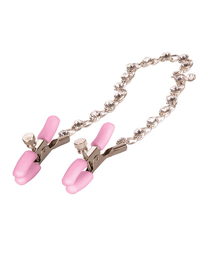 Nipple Play Crystal Chain Nipple Clamps - Pink California Exotic Novelties