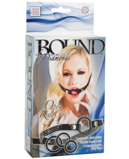 Bound by Diamonds Open Ring Gag - Black California Exotic Novelties