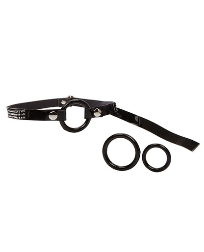 Bound by Diamonds Open Ring Gag - Black California Exotic Novelties