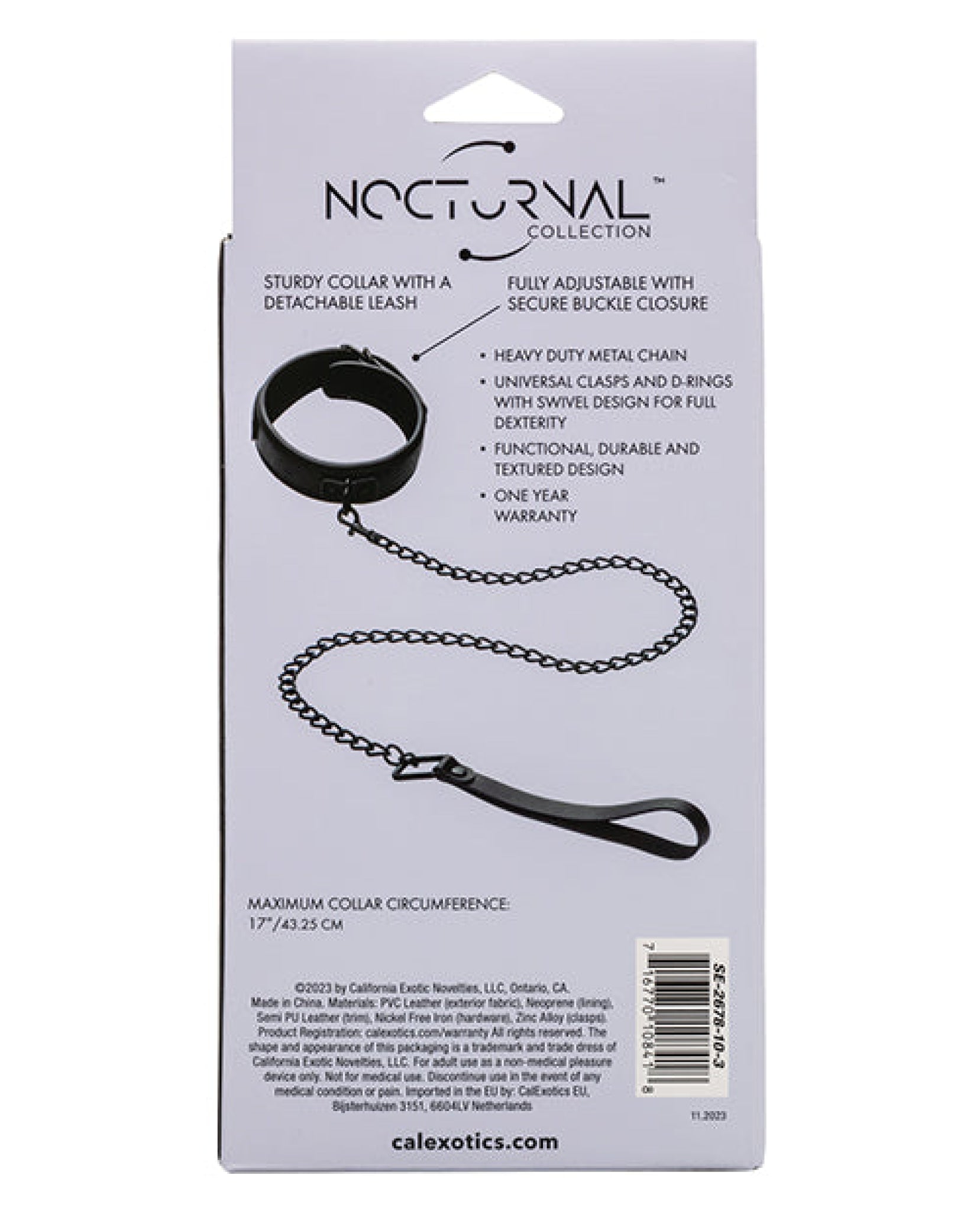 Nocturnal Collection Detachable Collar & Leash - Black California Exotic Novelties