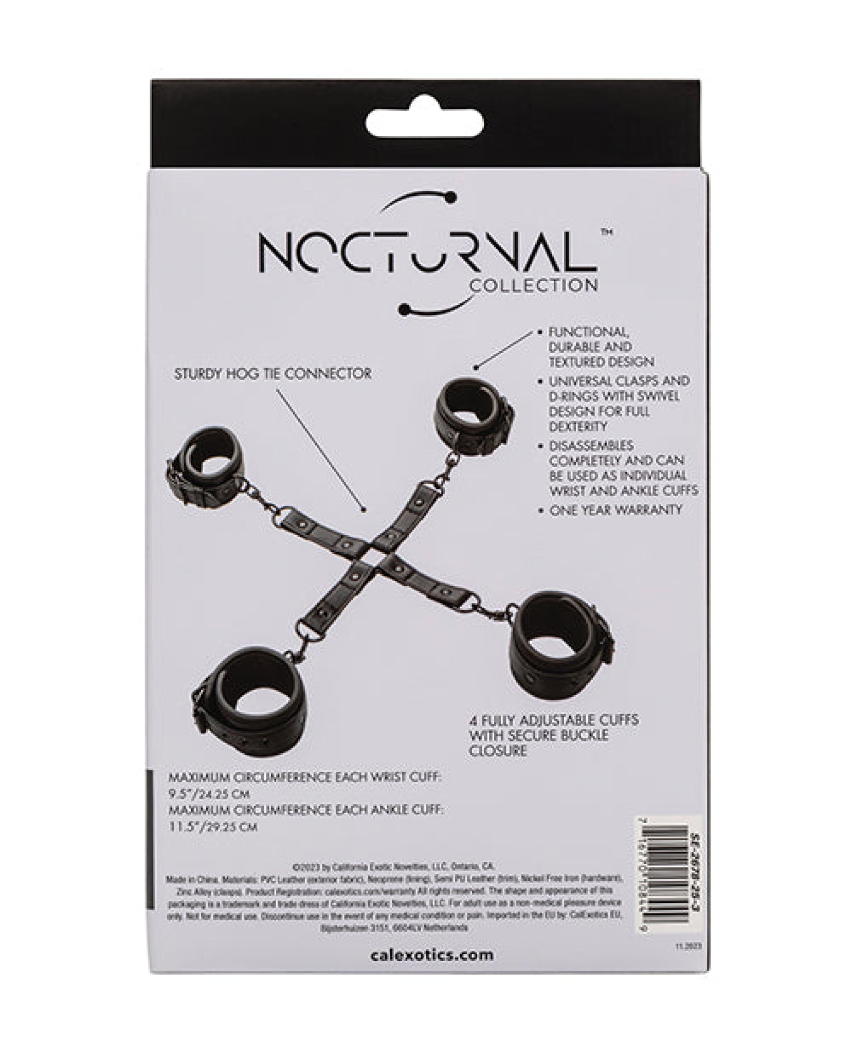 Nocturnal Collection Adjustable Hog Tie - Black California Exotic Novelties