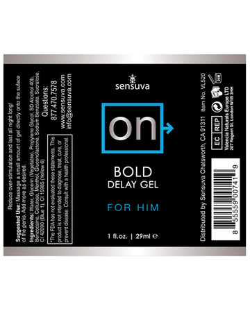 ON for Him Bold Delay Gel - 1 oz Sensuva Valencia Naturals