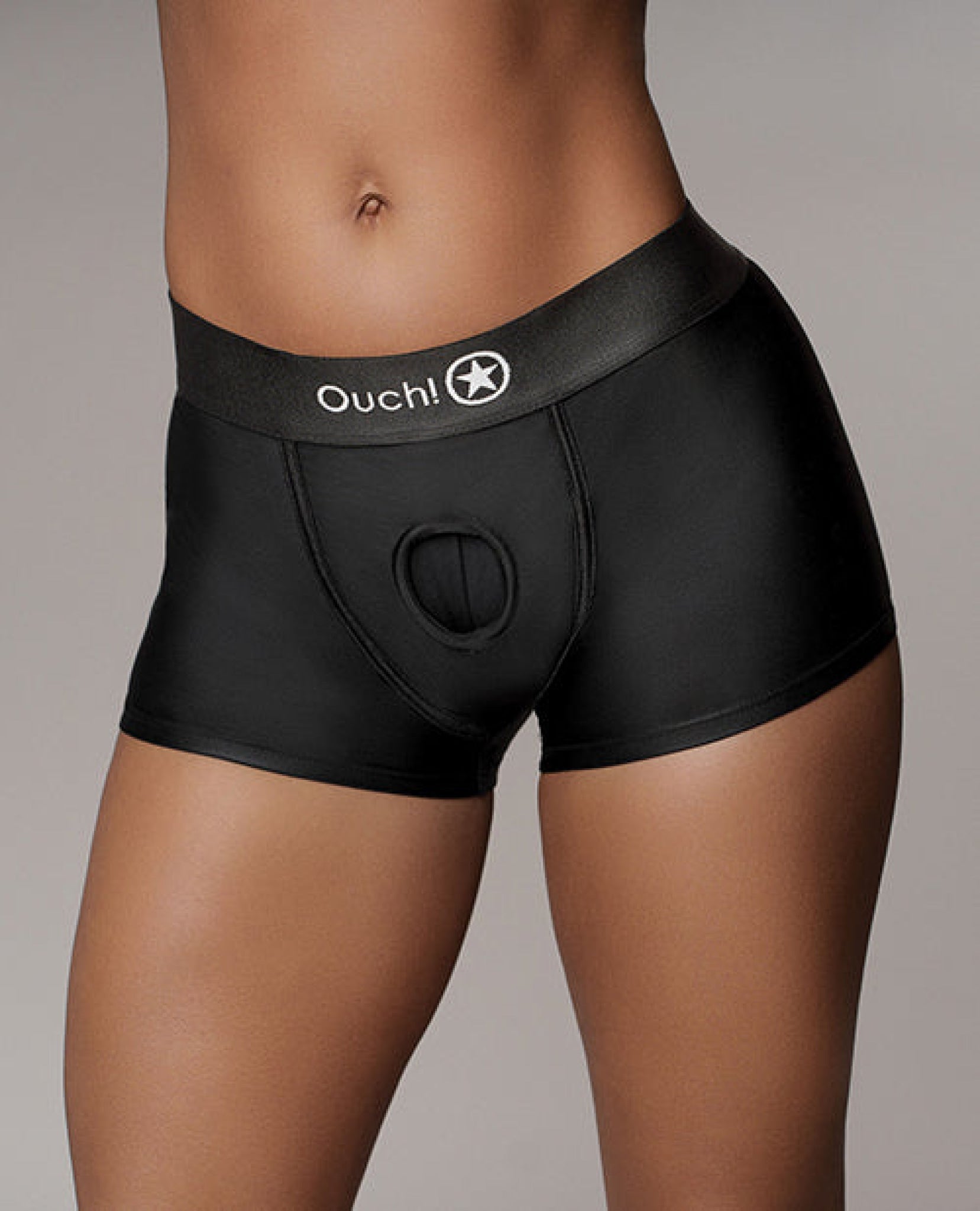 Shots Ouch Vibrating Strap On Boxer - Black Shots