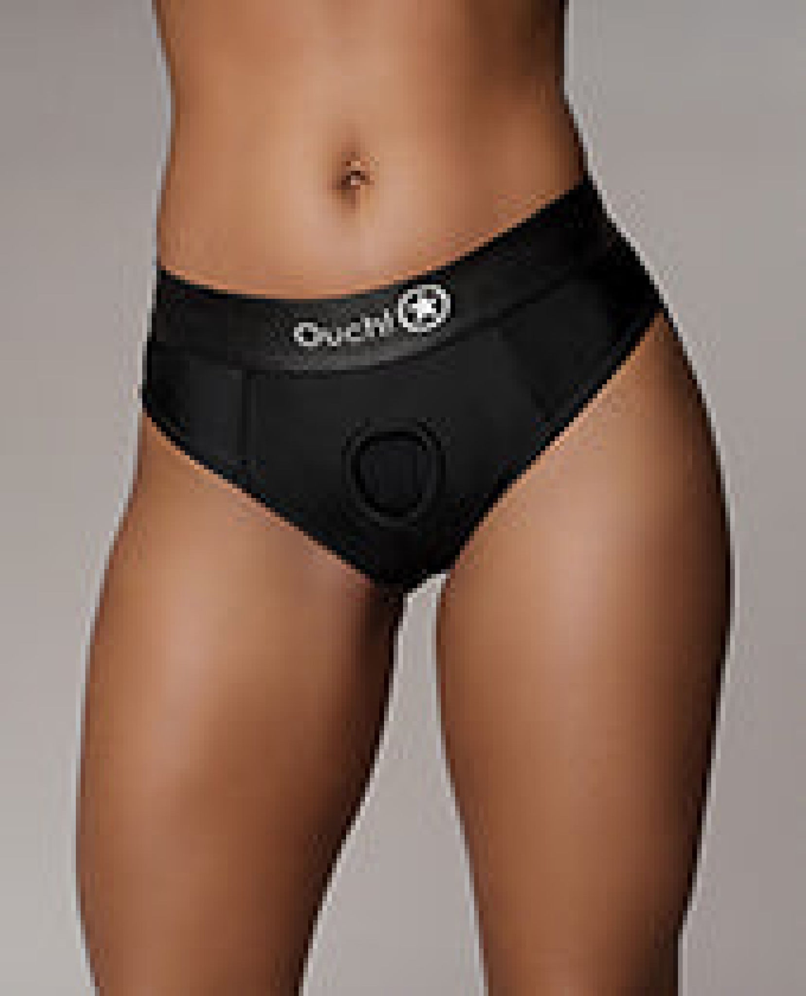 Shots Ouch Vibrating Strap On Thong W/removable Rear Straps - Black Shots