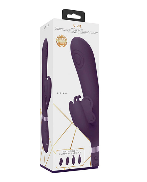 Shots Vive Etsu Pulse G-Spot Rabbit w/Interchangeable Clitoral Attachments - Purple Shots America LLC vibrators