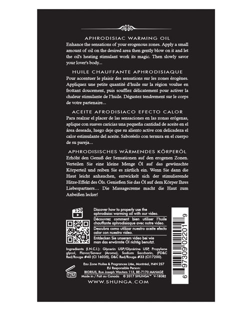 Shunga Warming Oil - 3.5 Oz Midnight Sorbet Shunga