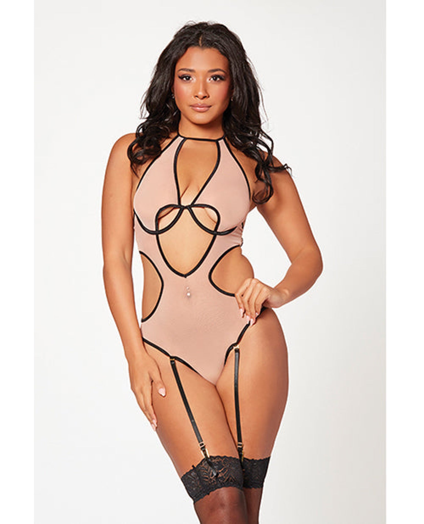 Mesh Cut Out Halter Teddy O/s Seven 'til Midnight Costume