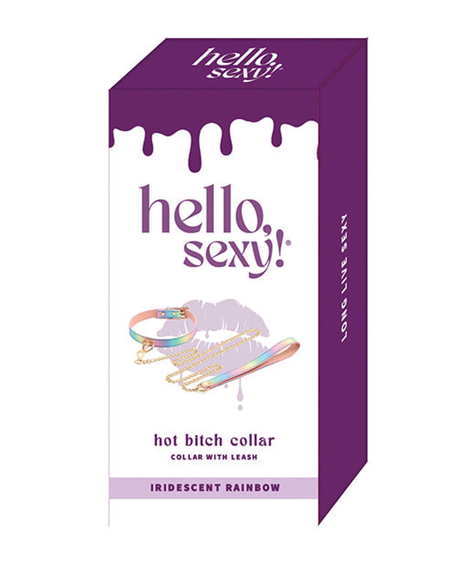 Hello Sexy! Hot Bitch Collar & Leash - Iridescent Rainbow Thank Me Now INC