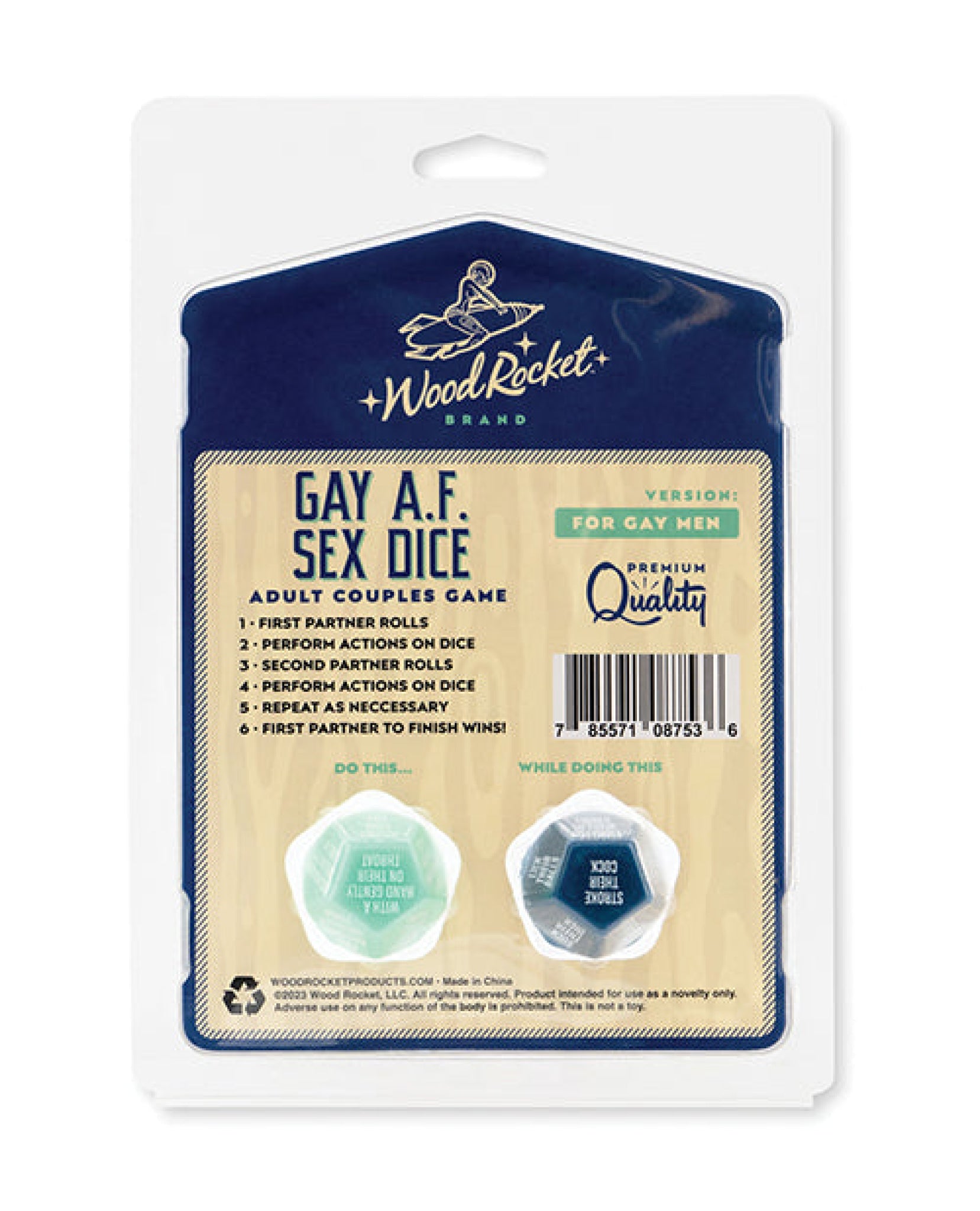Wood Rocket Gay AF Gay Men Couples Sex Dice Game - Blue Wood Rocket LLC
