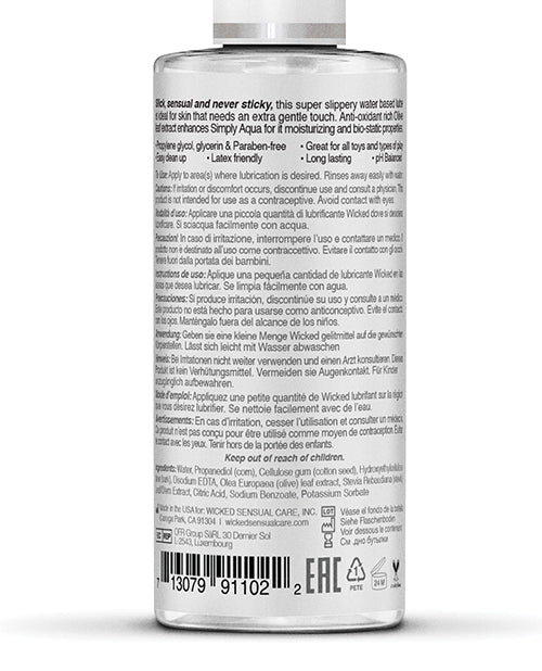 Wicked Sensual Care Simply Aqua Water Based Lubricant - JLD Wicked Sensual Care Simply Aqua Water Based Lubricant - JLD