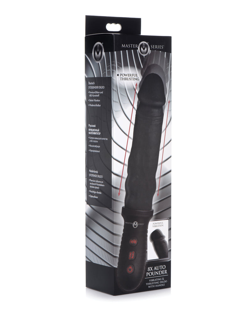 Master Series 8X Auto Pounder Vibrating & Thrusting Dildo w/Handle - Black Xr LLC vibrators