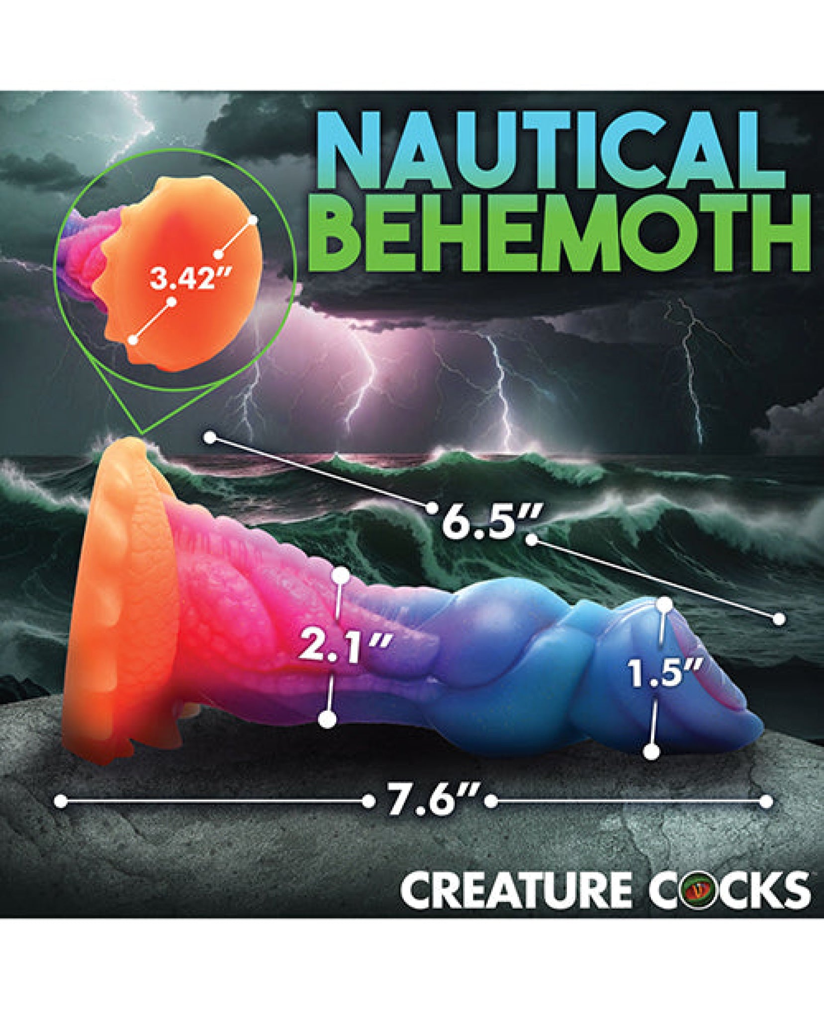 Creature Cocks Glow-in-the-Dark Aqua-Cock Silicone Dildo Creature Cocks