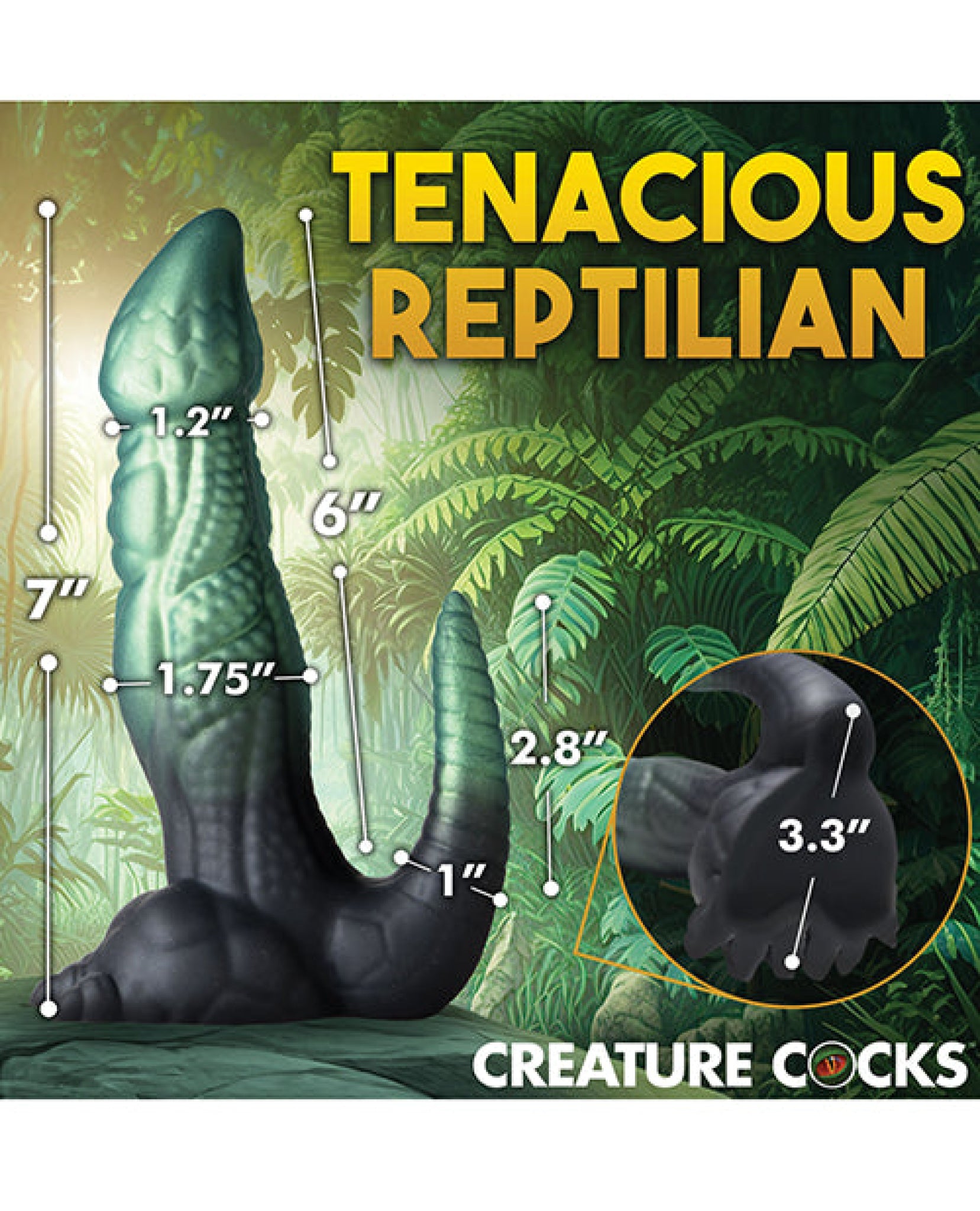 Creature Cocks Dickosaur Dinosaur Silicone Dildo  - Black/Teal Xr LLC