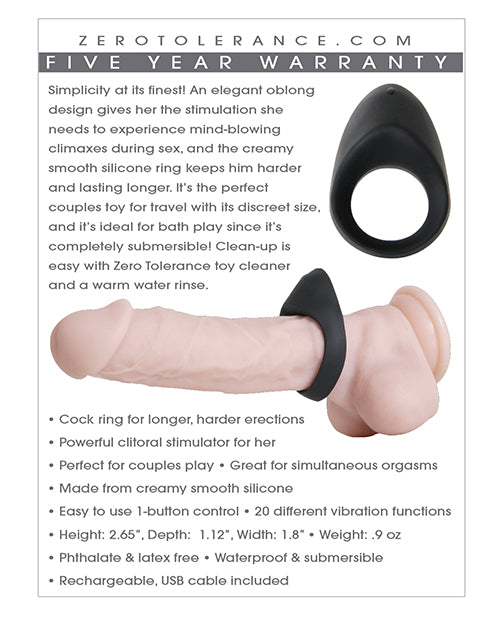 Zero Tolerance Night Rider Cock Ring - Black Evolved Novelties INC