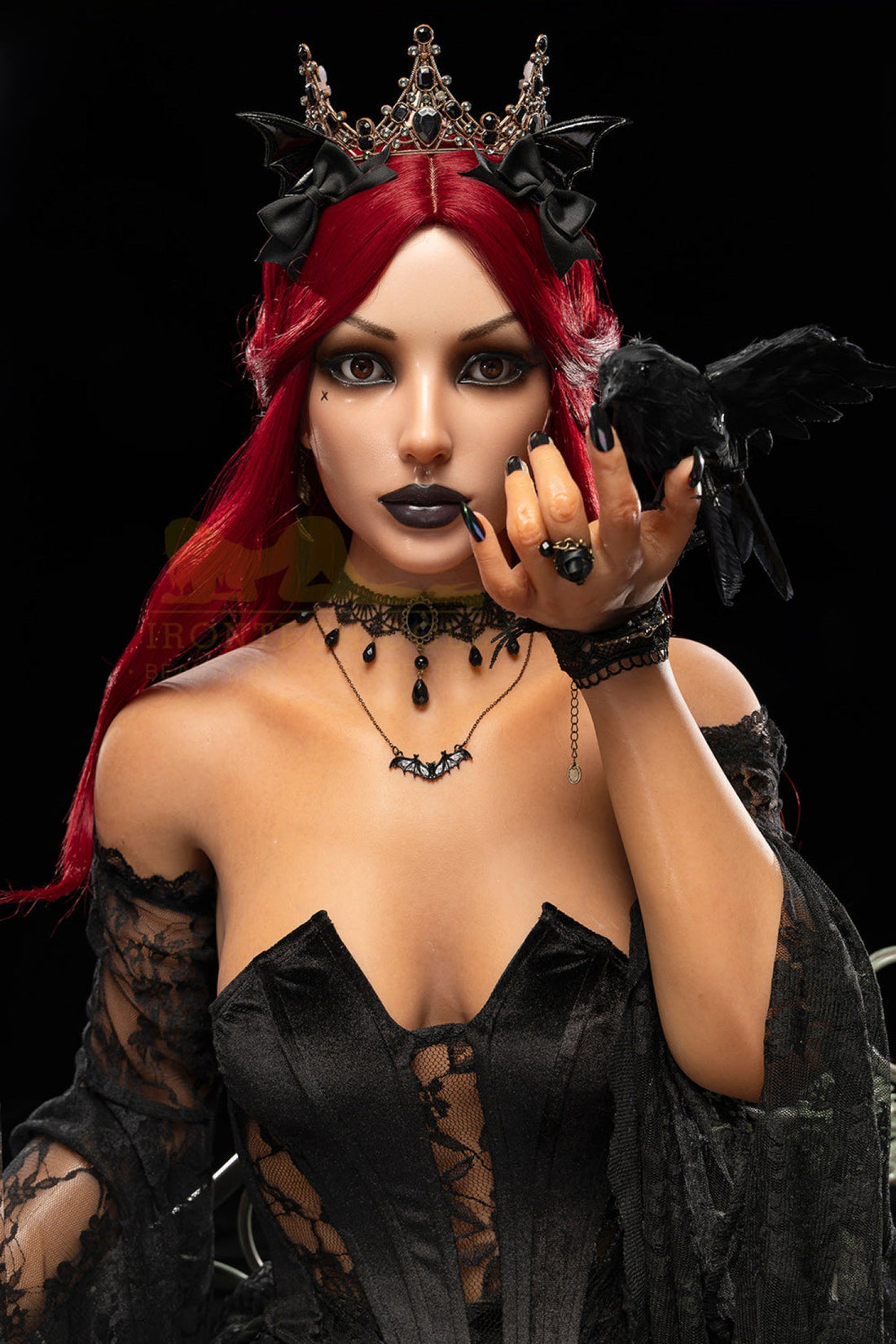 Gia gothic fantasy doll by Irontech with red hair and a crown