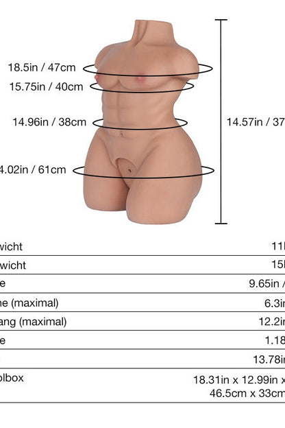 Leo 5.0kg (11.0lb) Wheat Skin TPE Male Sex Torso - TANTALY