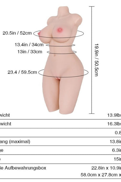 Miki 6.3kg (13.9lb) Fair Skin TPE Sex Torso - TANTALY