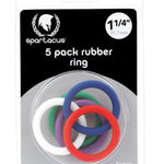 Spartacus 1.25" Rubber Cock Ring Set - Rainbow Pack Of 5 Spartacus
