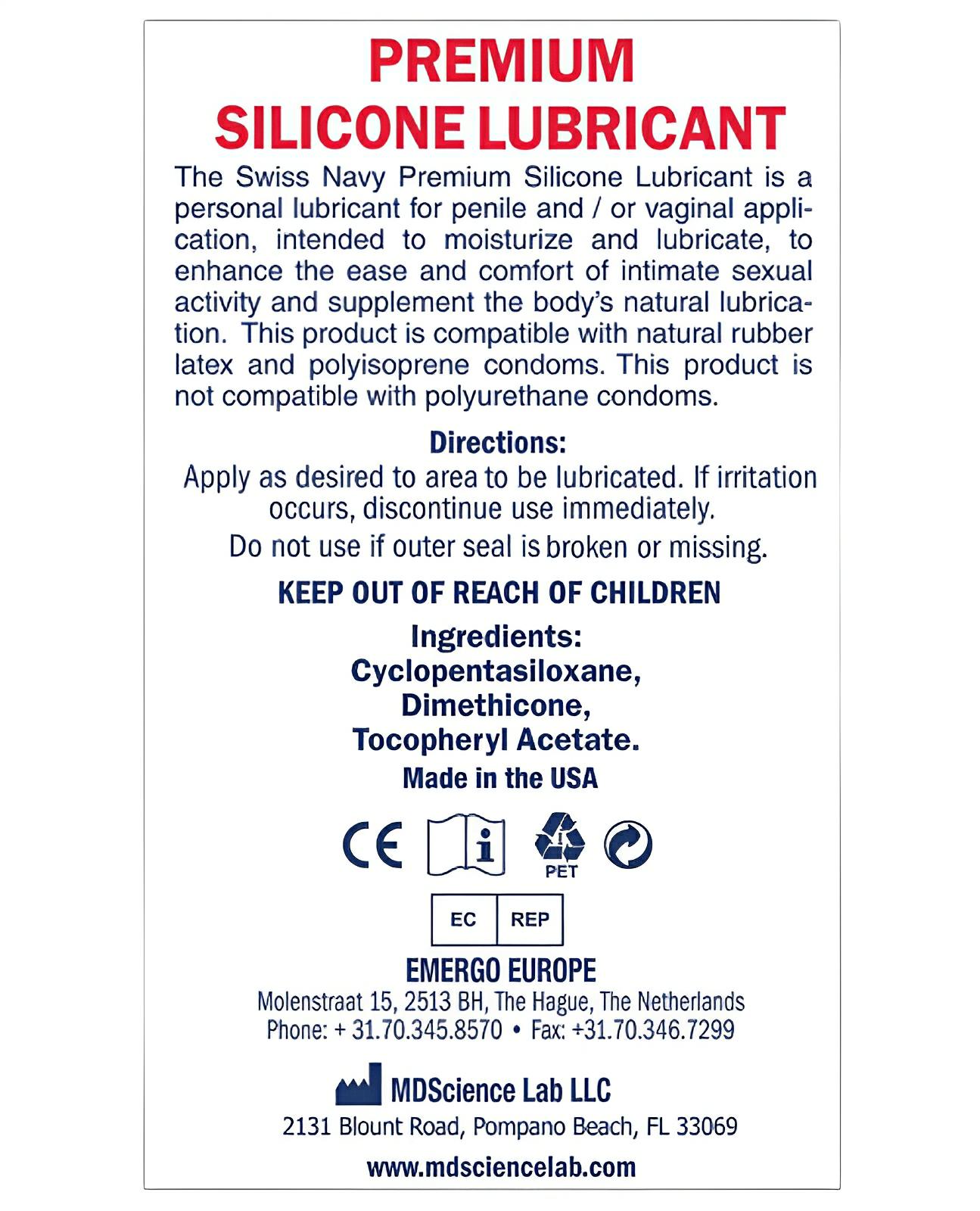 Premium Swiss Navy Lube Silicone for Intimate Comfort JLD Premium Swiss Navy Lube Silicone for Intimate Comfort JLD