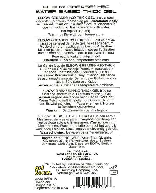 Elbow Grease H2o Thick Gel Elbow Grease