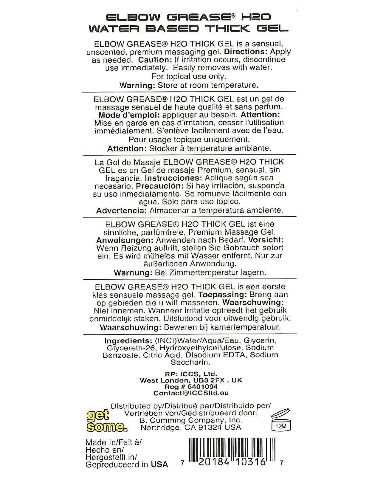 Elbow Grease H2o Thick Gel Elbow Grease