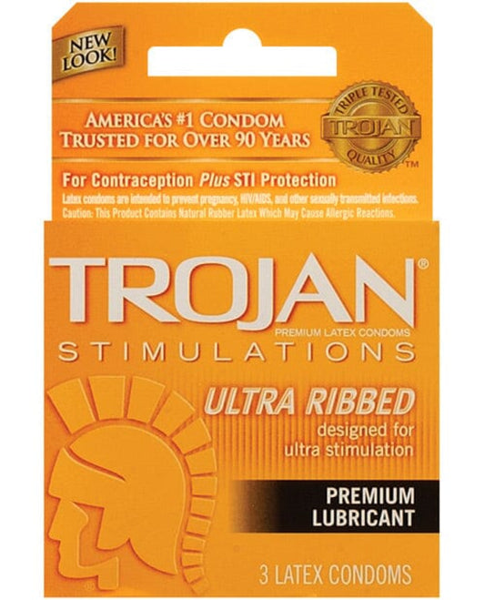 Trojan Ribbed Condoms - Box Of 3 Trojan 1657