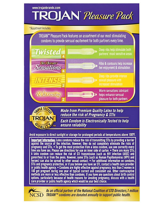 Trojan Pleasure Condoms - Asst. Box Of 12 Trojan