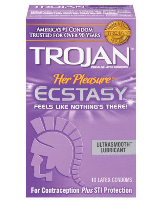 Trojan Her Pleasure Ecstasy Condoms - Box Of 10 Trojan 1657
